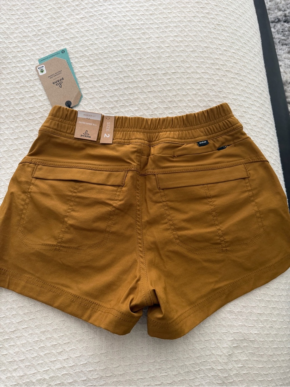 Prana Women's Athletic Shorts in Mustard brown/bronze size 2 inseam 3” - Picture 4 of 5